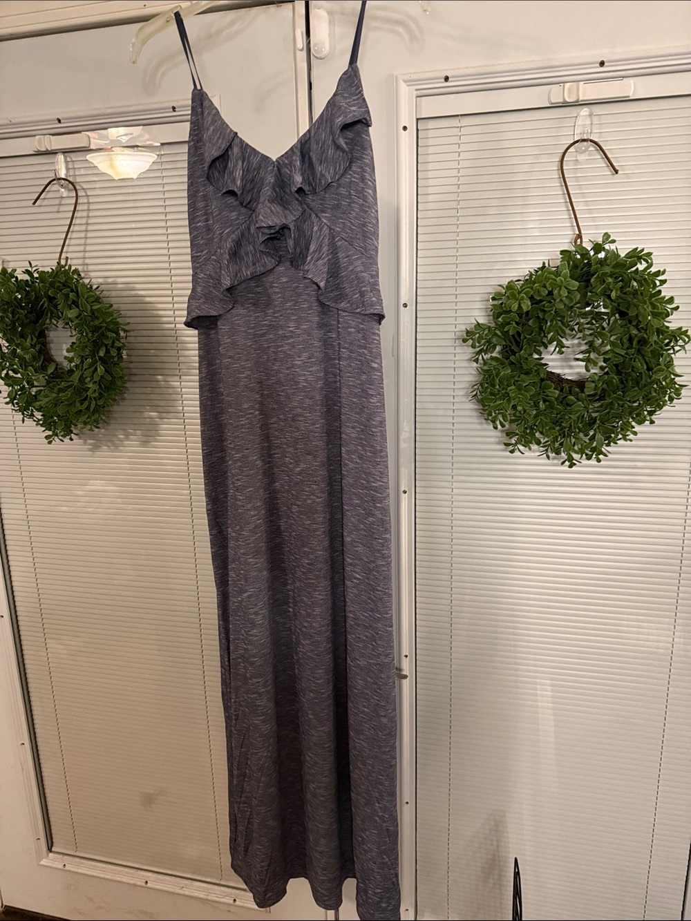 Max Studio Ruffle Front Microstripe Maxi Dress - Picture 2 of 9